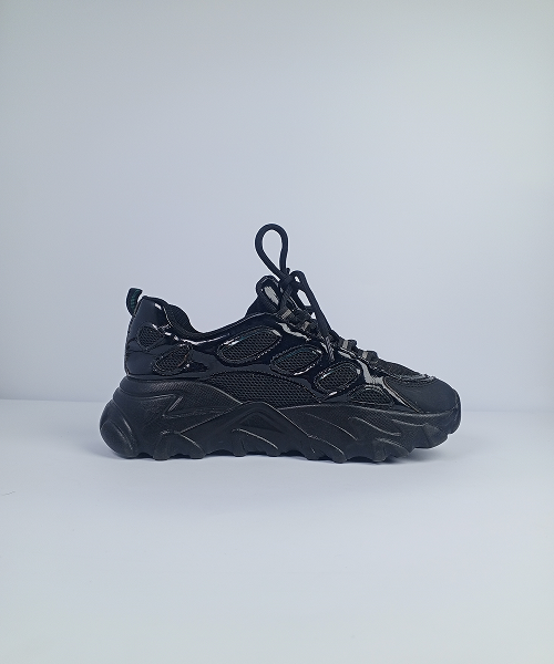 Cage-Style Chunky Sneakers – All Black Patent - Image 2