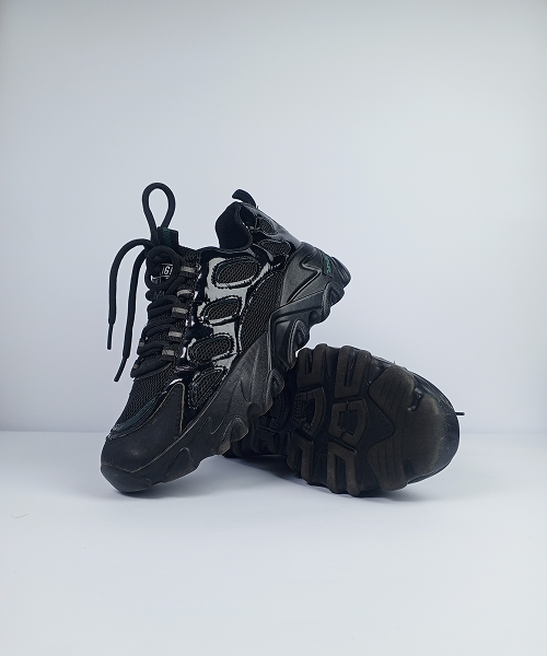 Cage-Style Chunky Sneakers – All Black Patent - Image 3