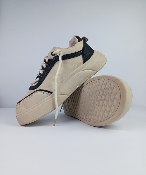 Chunky Casual Sneakers – Cream & Black - Image 2