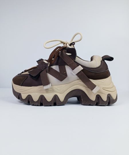 Chunky Trail Sneakers – Brown & Beige Gorpcore Style