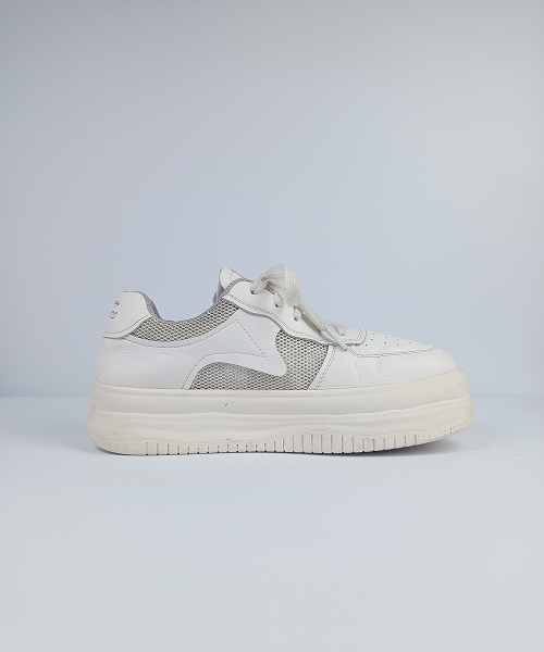 Double-Stack Platform Sneakers – White with Mesh Panel - Image 3