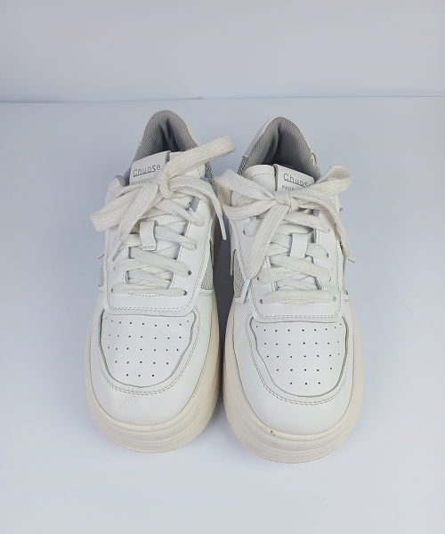 Double-Stack Platform Sneakers – White with Mesh Panel - Image 6