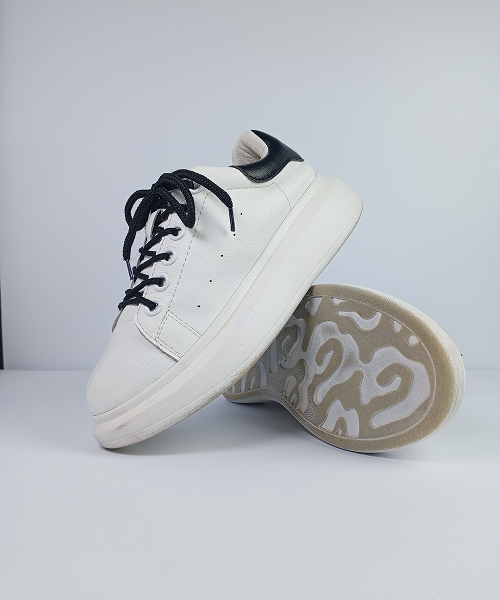 Oversized Chunky Sneakers – White with Black Heel Tab - Image 2