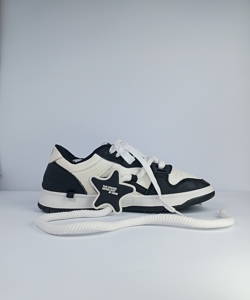 Panda-Style Black & White Sneakers with Rope Laces - Image 3