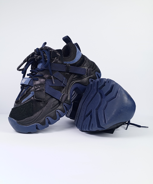 Rugged Street Sneakers – Black & Navy - Image 2
